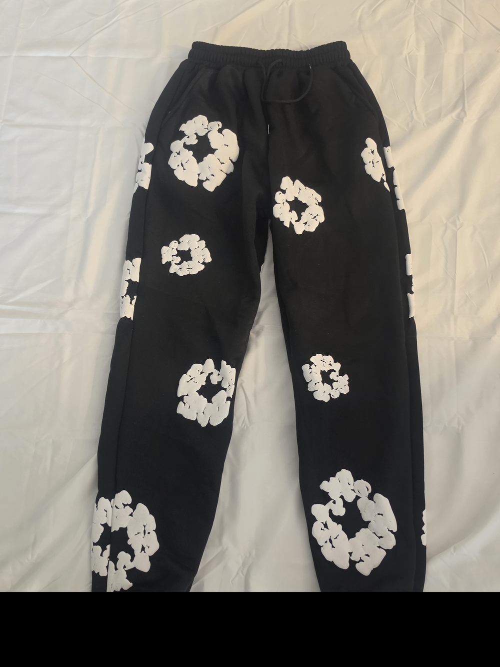 Kids Black Floral Print Jogger Sweatpants